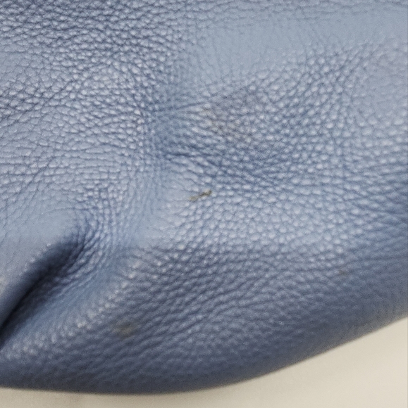 B Makowsky Silver Metallic Baby Blue Colorblock Leather Double Handle Shoulder B - Picture 16 of 16